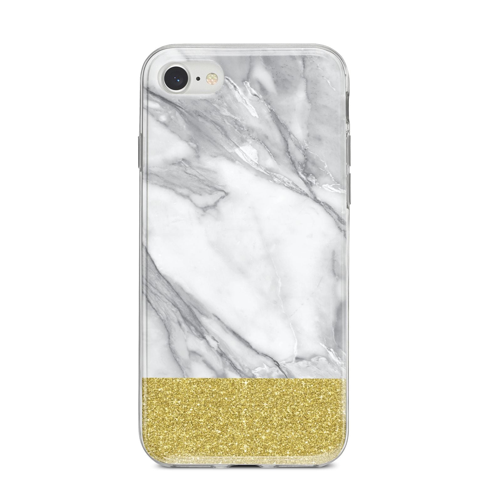 Marble Grey White Gold iPhone 8 Bumper Case on Silver iPhone