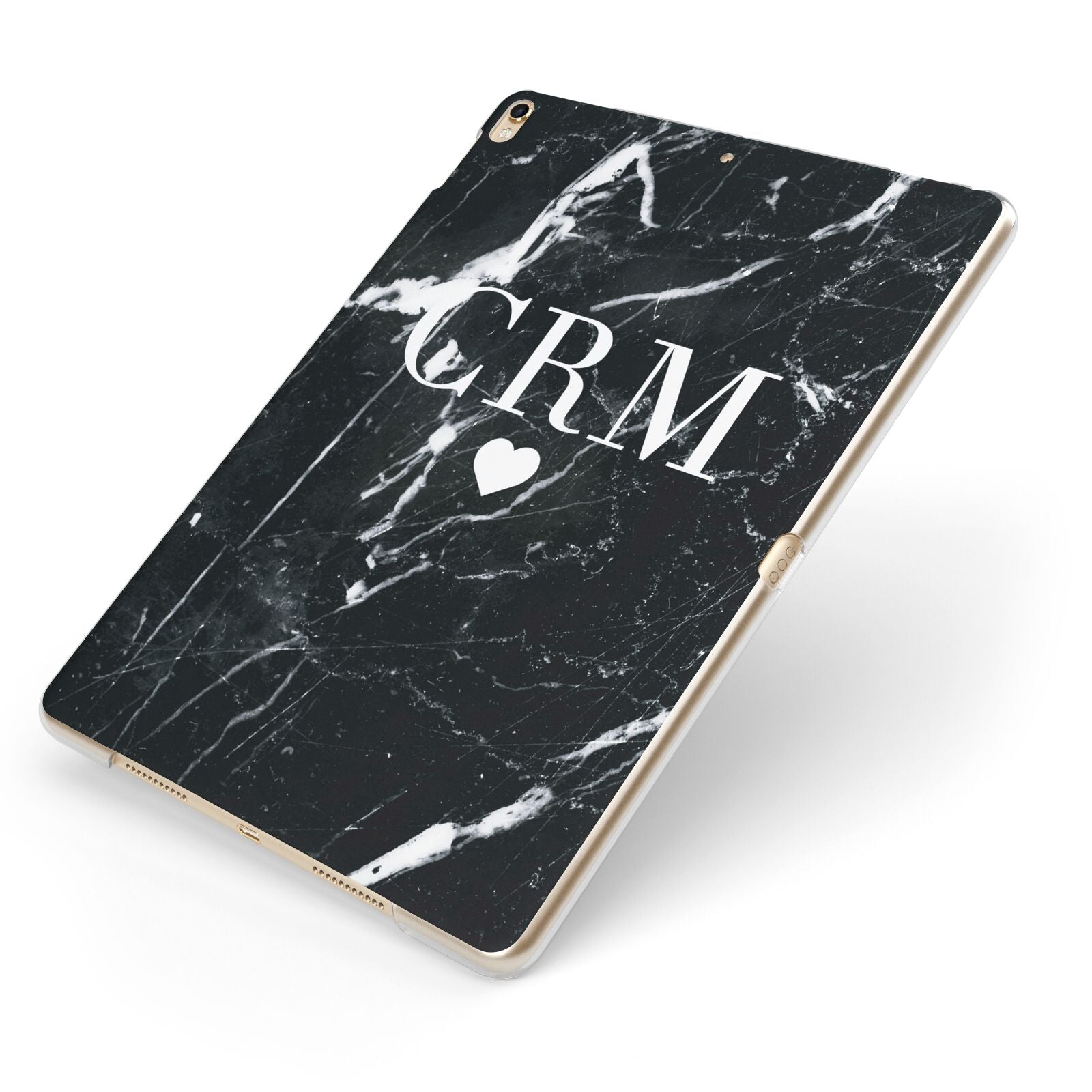 Marble Heart Initials Personalised Apple iPad Case on Gold iPad Side View