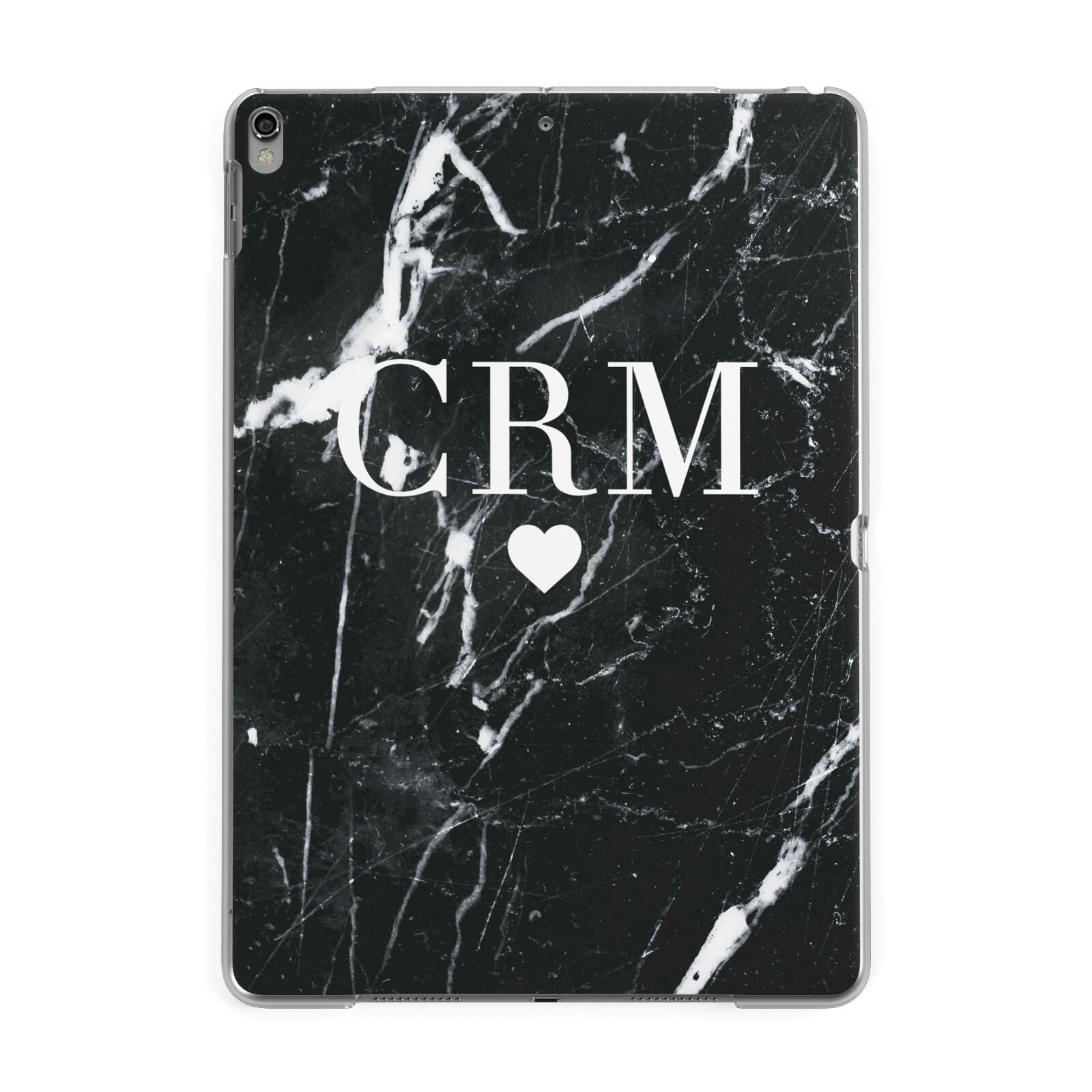 Marble Heart Initials Personalised Apple iPad Grey Case