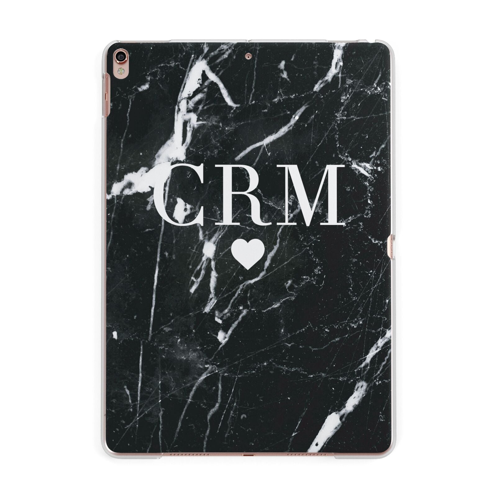 Marble Heart Initials Personalised Apple iPad Rose Gold Case