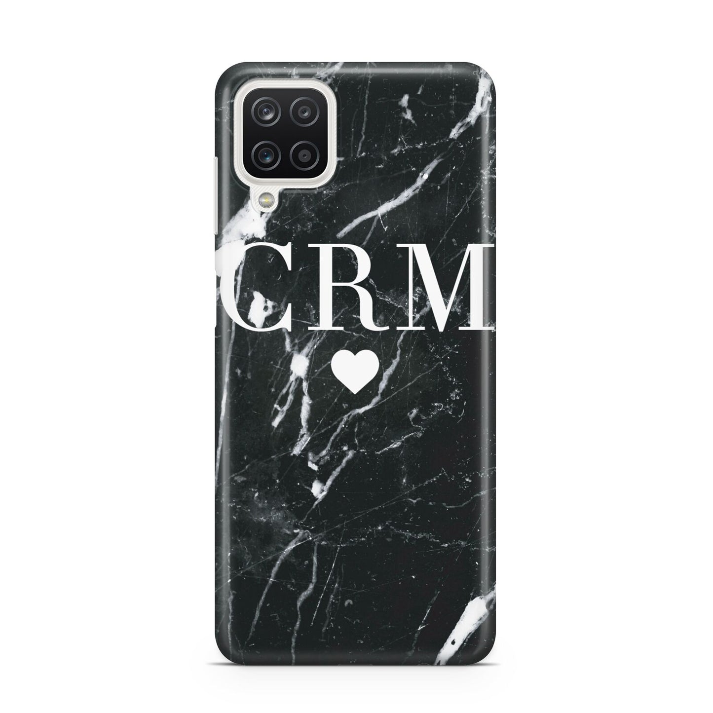 Marble Heart Initials Personalised Samsung A12 Case