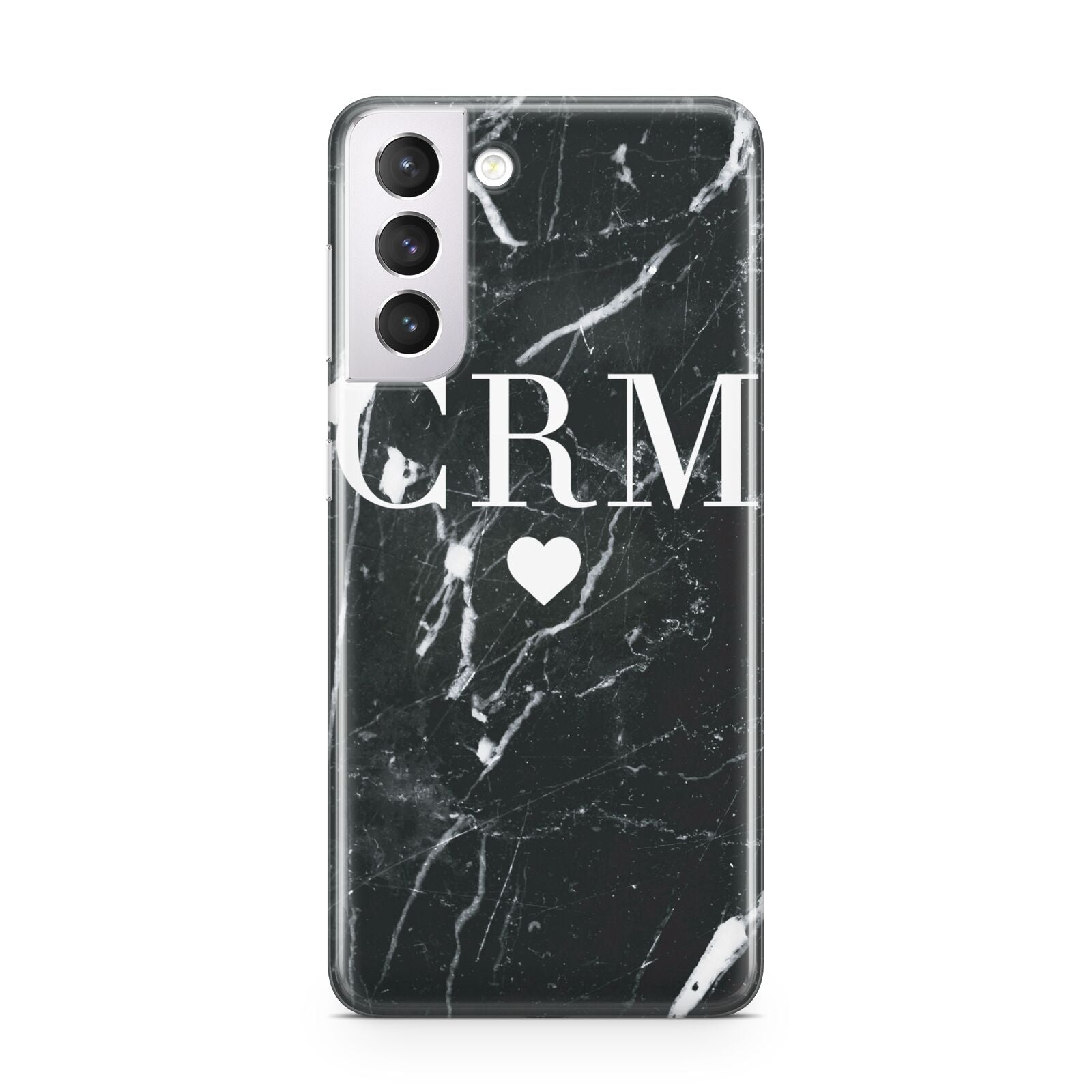 Marble Heart Initials Personalised Samsung S21 Case