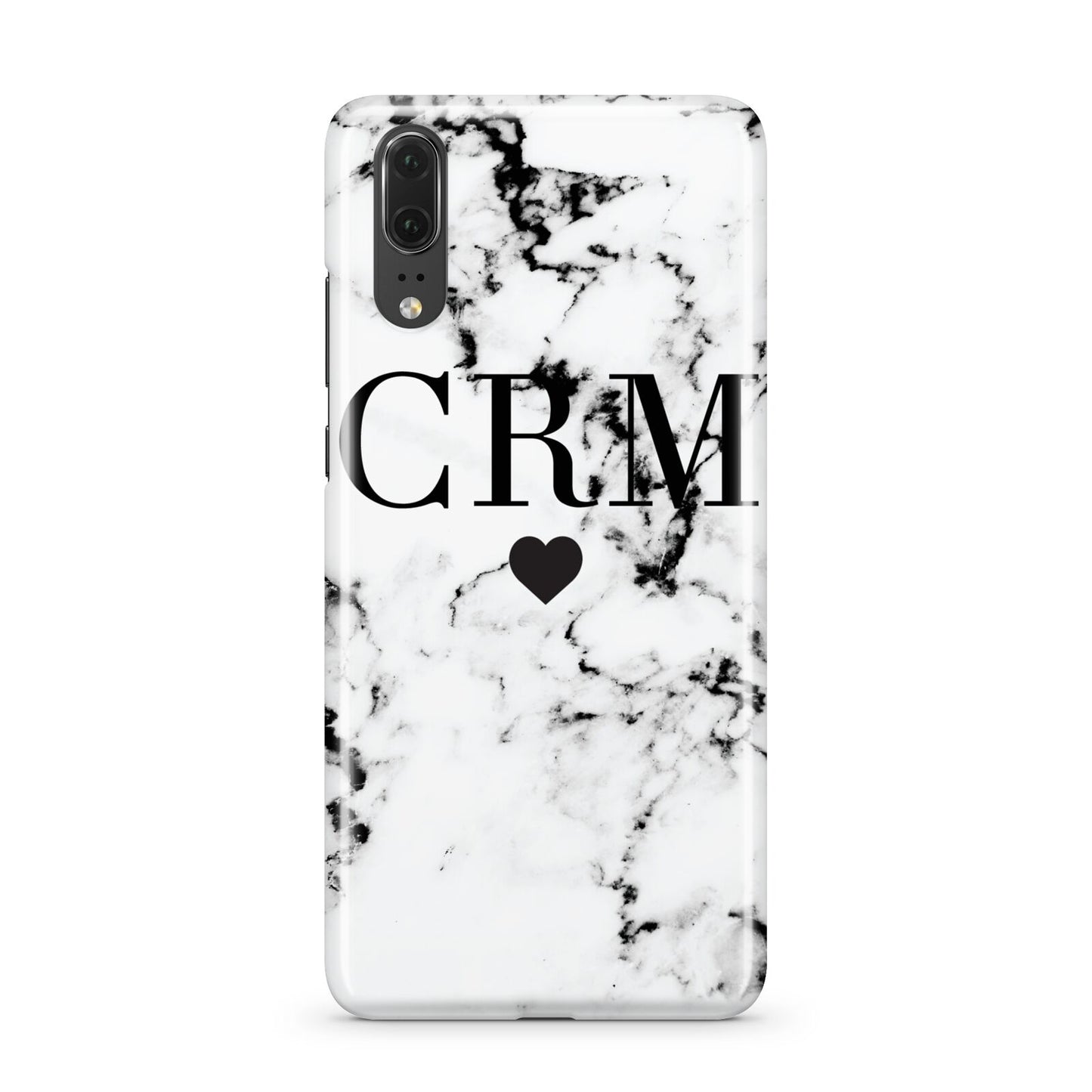 Marble Heart Personalised Initials Huawei P20 Phone Case
