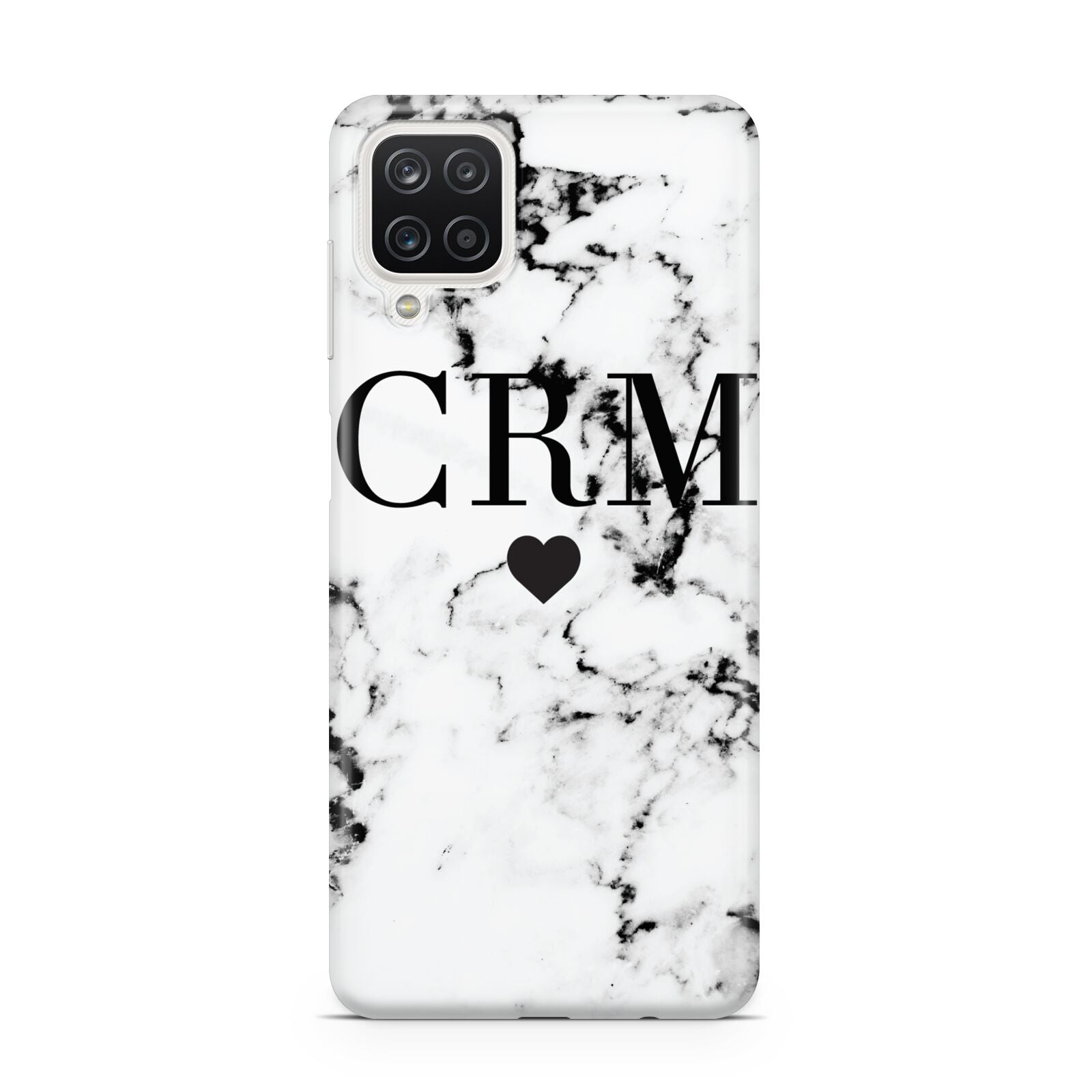 Marble Heart Personalised Initials Samsung A12 Case