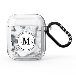 Marble Initials Circle Personalised AirPods Case