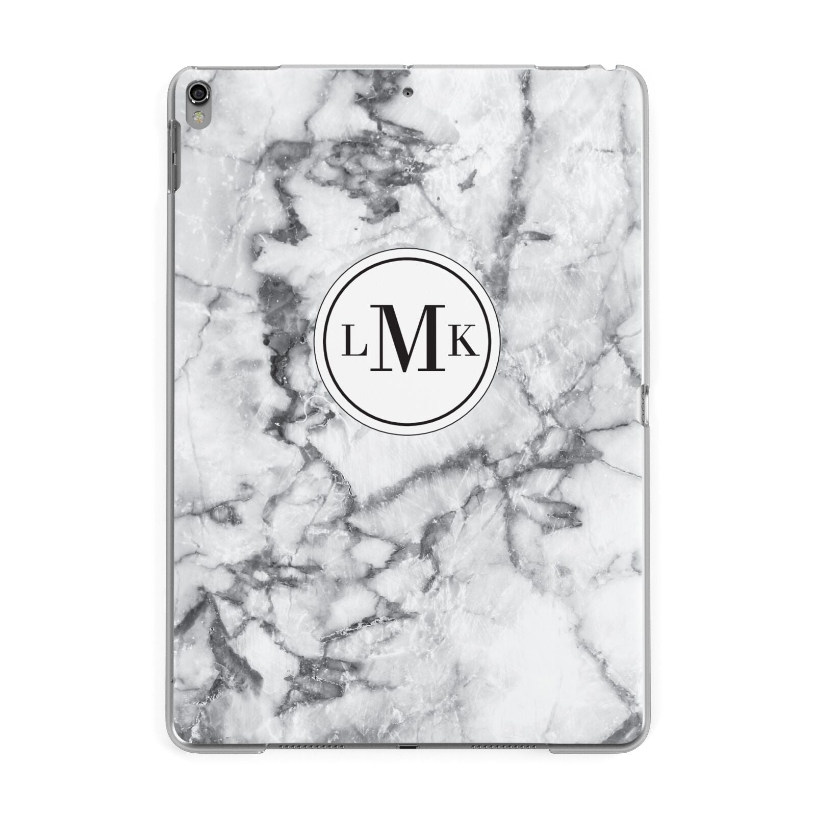 Marble Initials Circle Personalised Apple iPad Grey Case