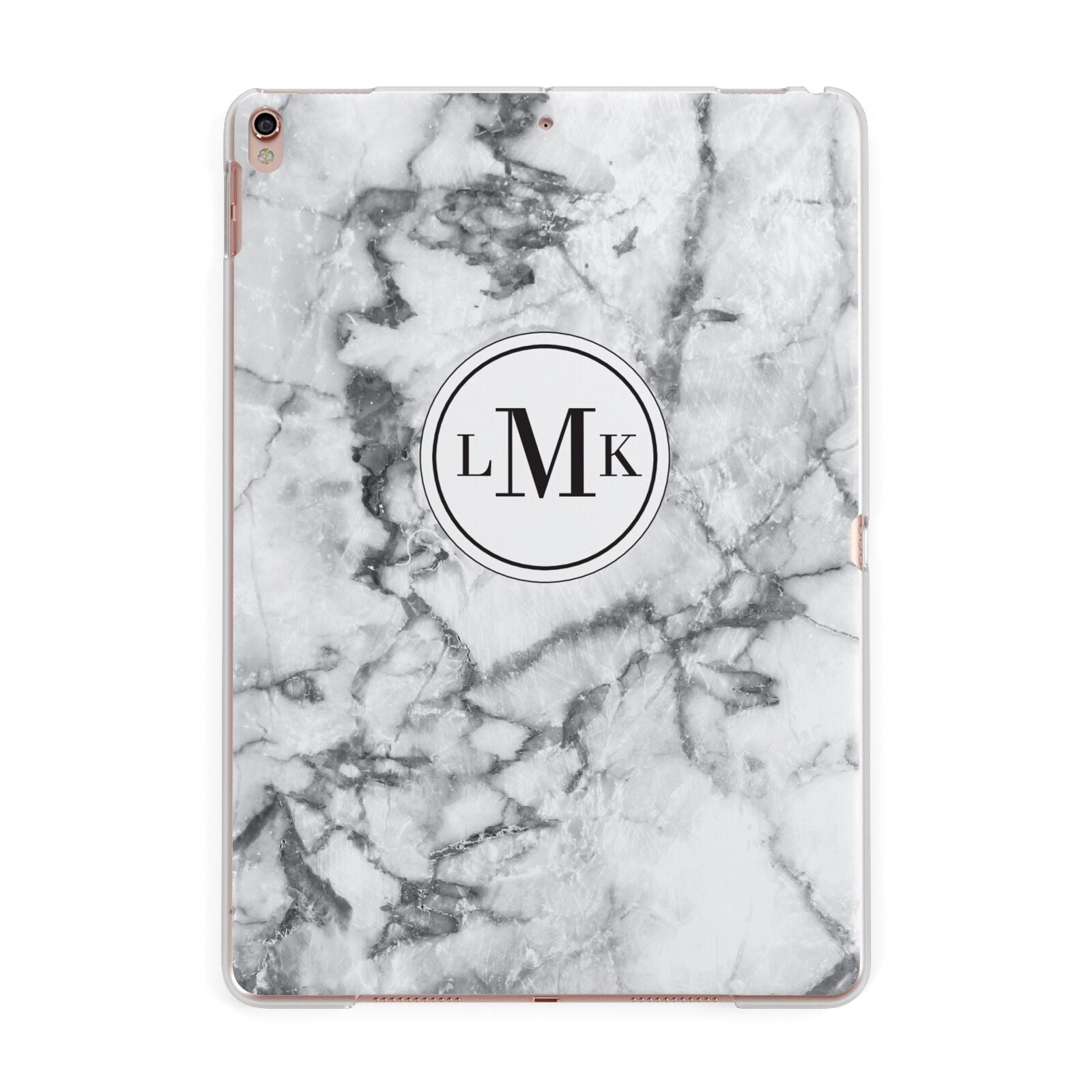 Marble Initials Circle Personalised Apple iPad Rose Gold Case