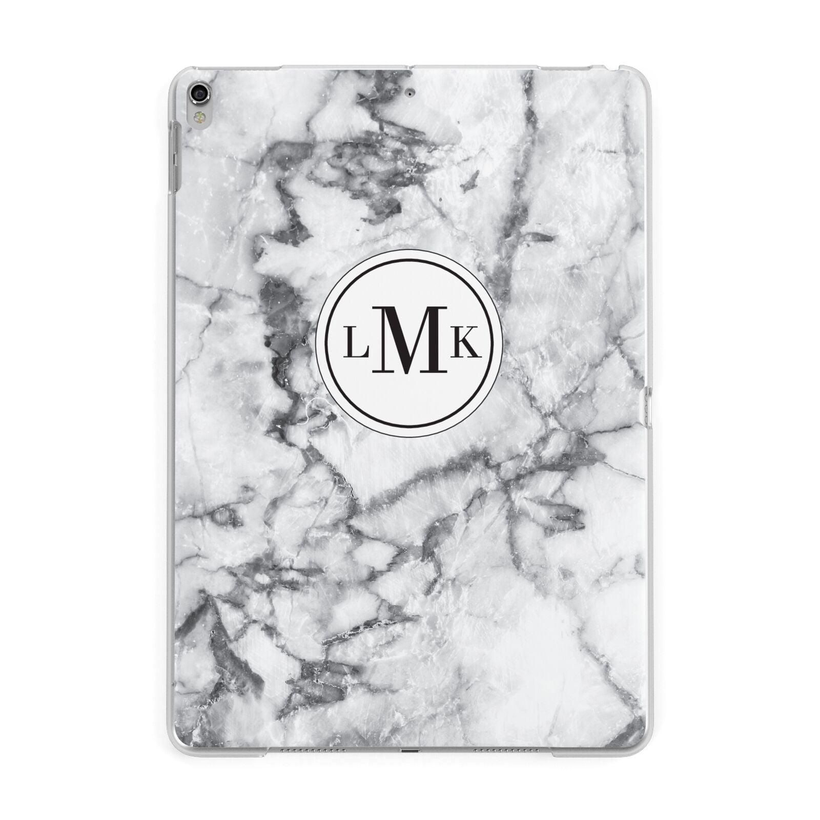 Marble Initials Circle Personalised Apple iPad Silver Case