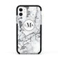 Marble Initials Circle Personalised Apple iPhone 11 in White with Black Impact Case