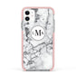 Marble Initials Circle Personalised Apple iPhone 11 in White with Pink Impact Case