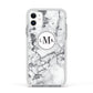 Marble Initials Circle Personalised Apple iPhone 11 in White with White Impact Case