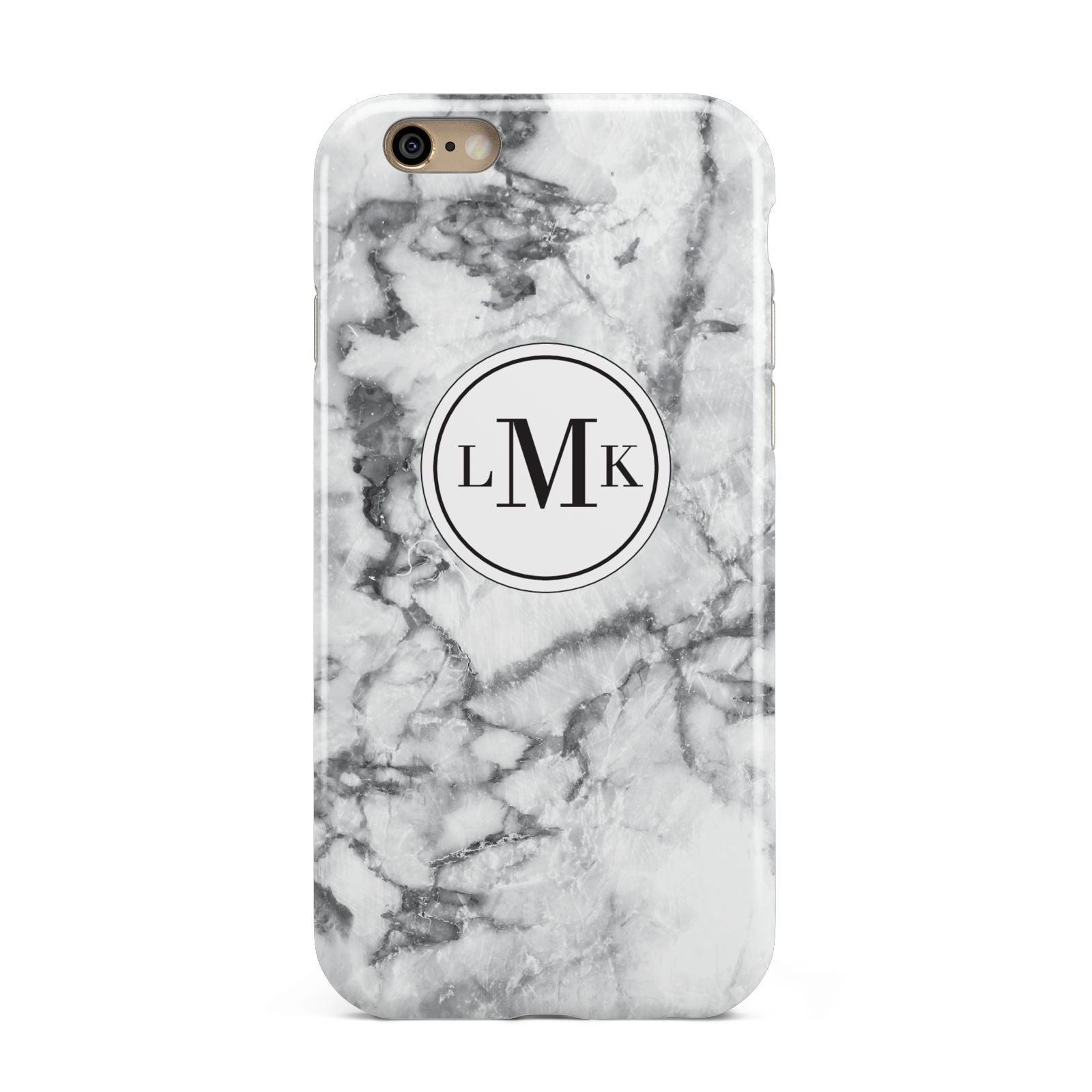 Marble Initials Circle Personalised Apple iPhone 6 3D Tough Case
