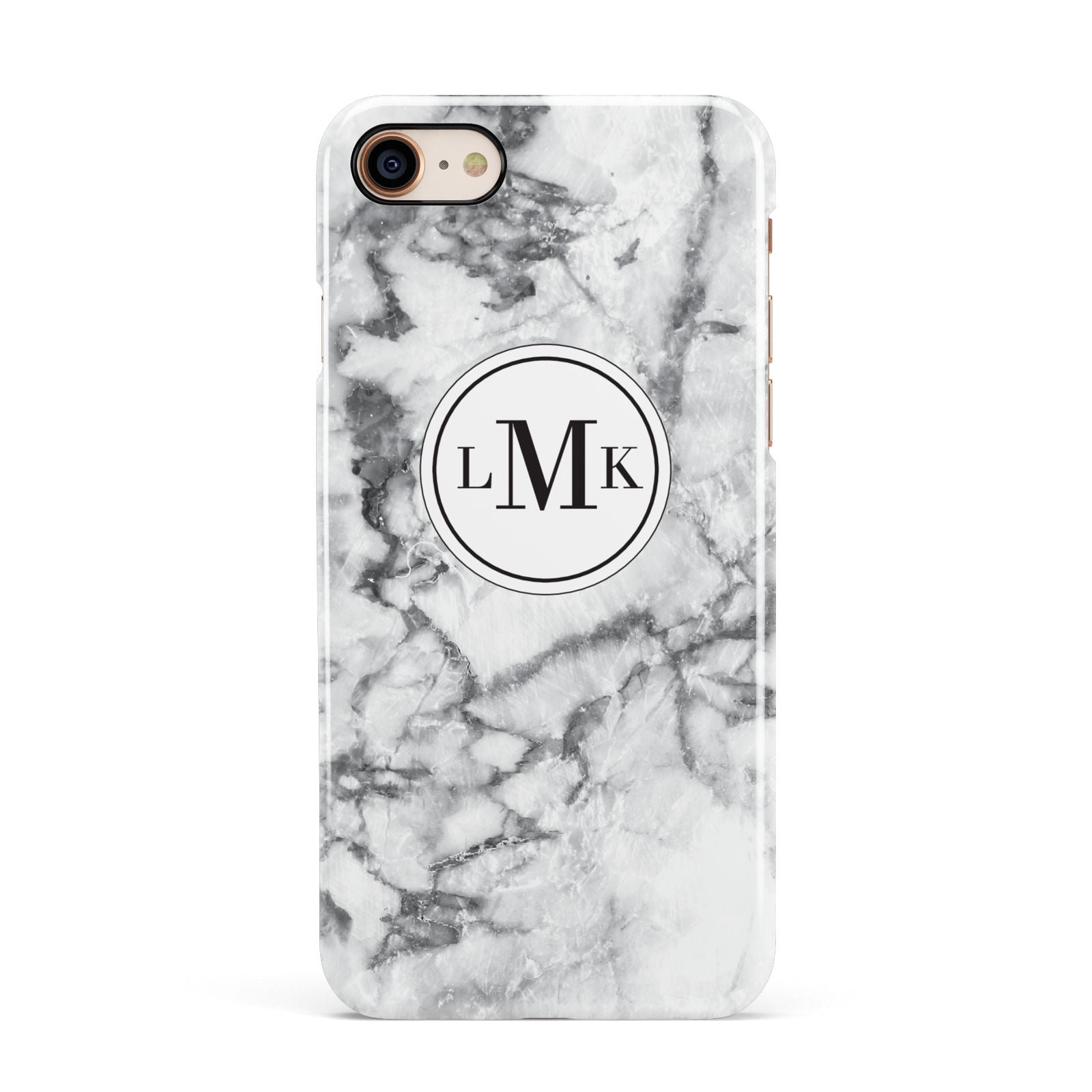 Marble Initials Circle Personalised Apple iPhone 7 8 3D Snap Case