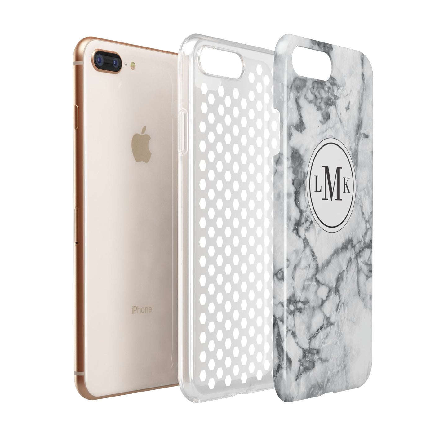 Marble Initials Circle Personalised Apple iPhone 7 8 Plus 3D Tough Case Expanded View