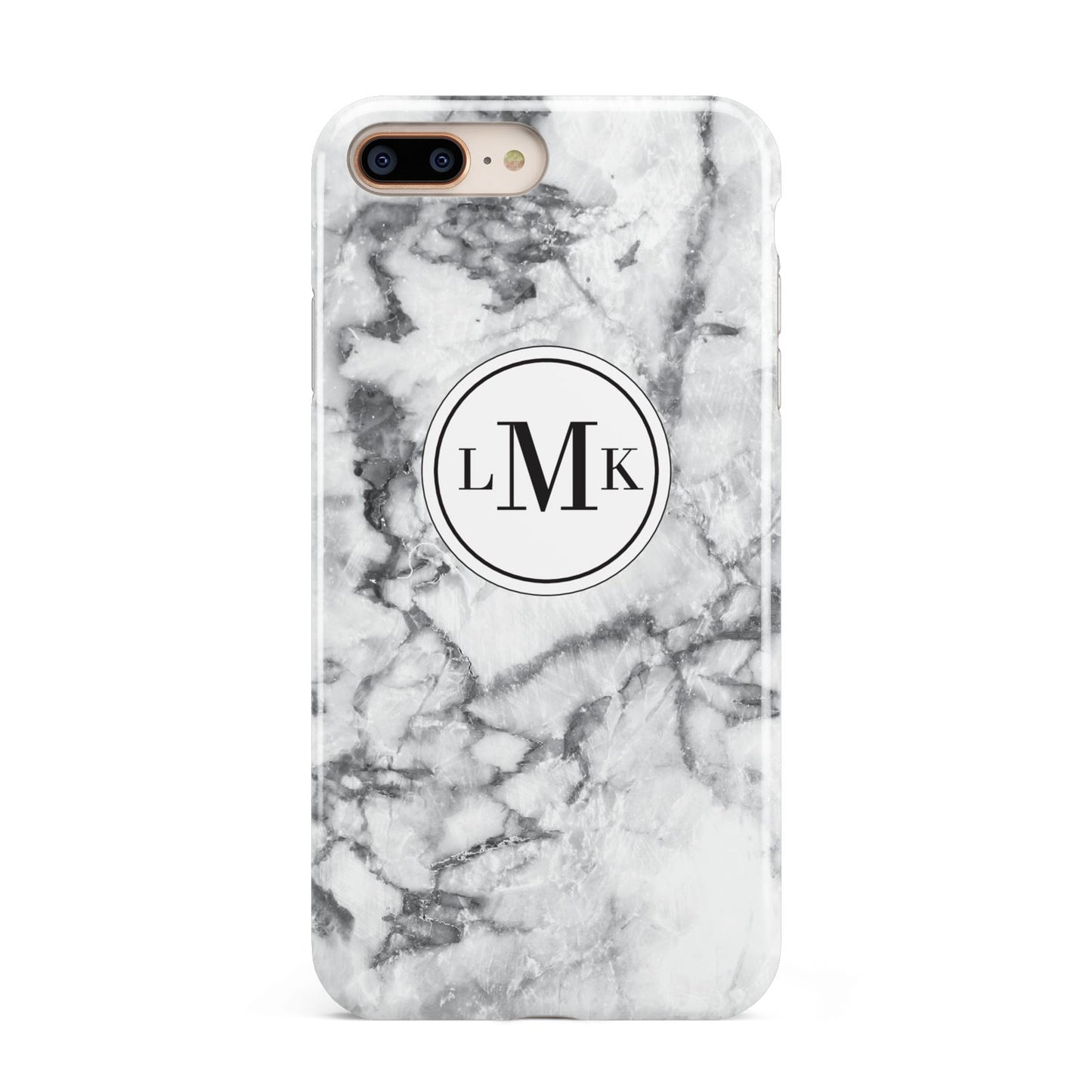 Marble Initials Circle Personalised Apple iPhone 7 8 Plus 3D Tough Case