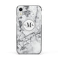 Marble Initials Circle Personalised Apple iPhone XR Impact Case Black Edge on Silver Phone