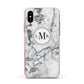 Marble Initials Circle Personalised Apple iPhone Xs Impact Case Pink Edge on Gold Phone