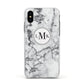 Marble Initials Circle Personalised Apple iPhone Xs Impact Case White Edge on Black Phone