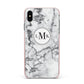 Marble Initials Circle Personalised Apple iPhone Xs Max Impact Case Pink Edge on Black Phone