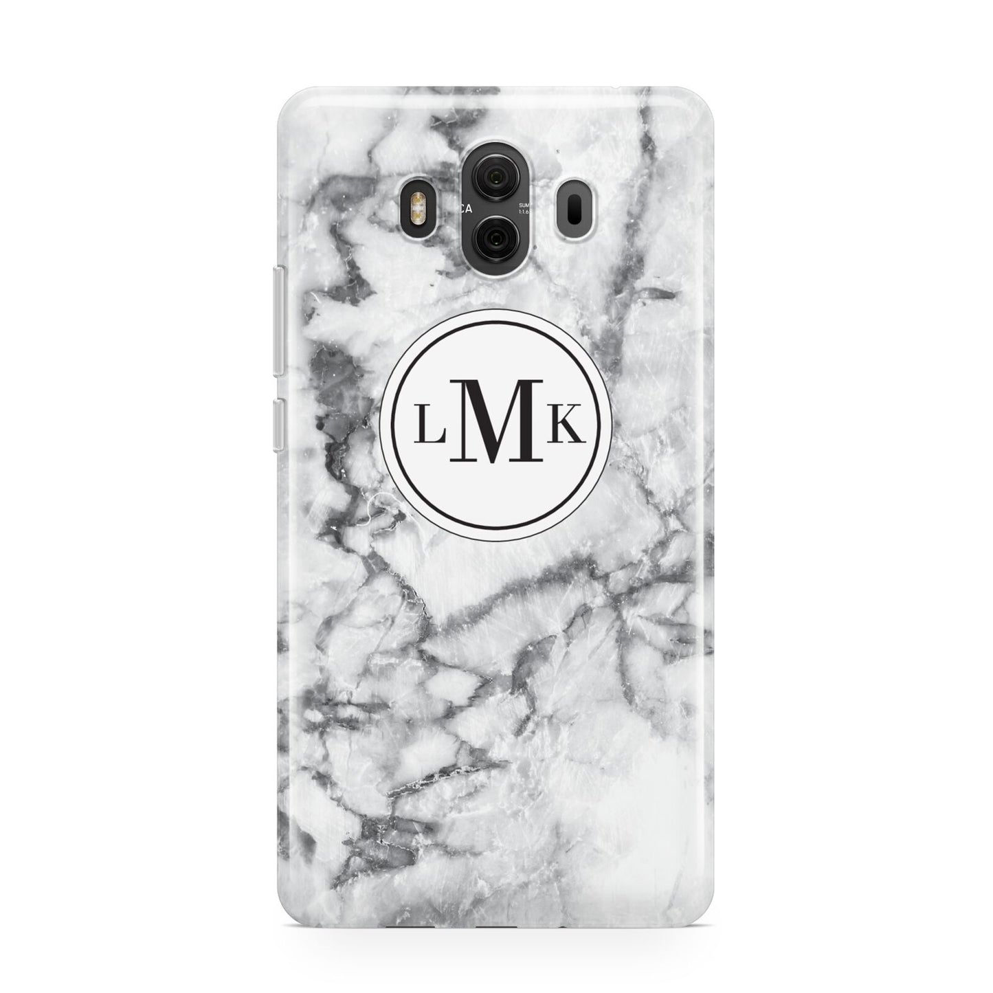 Marble Initials Circle Personalised Huawei Mate 10 Protective Phone Case