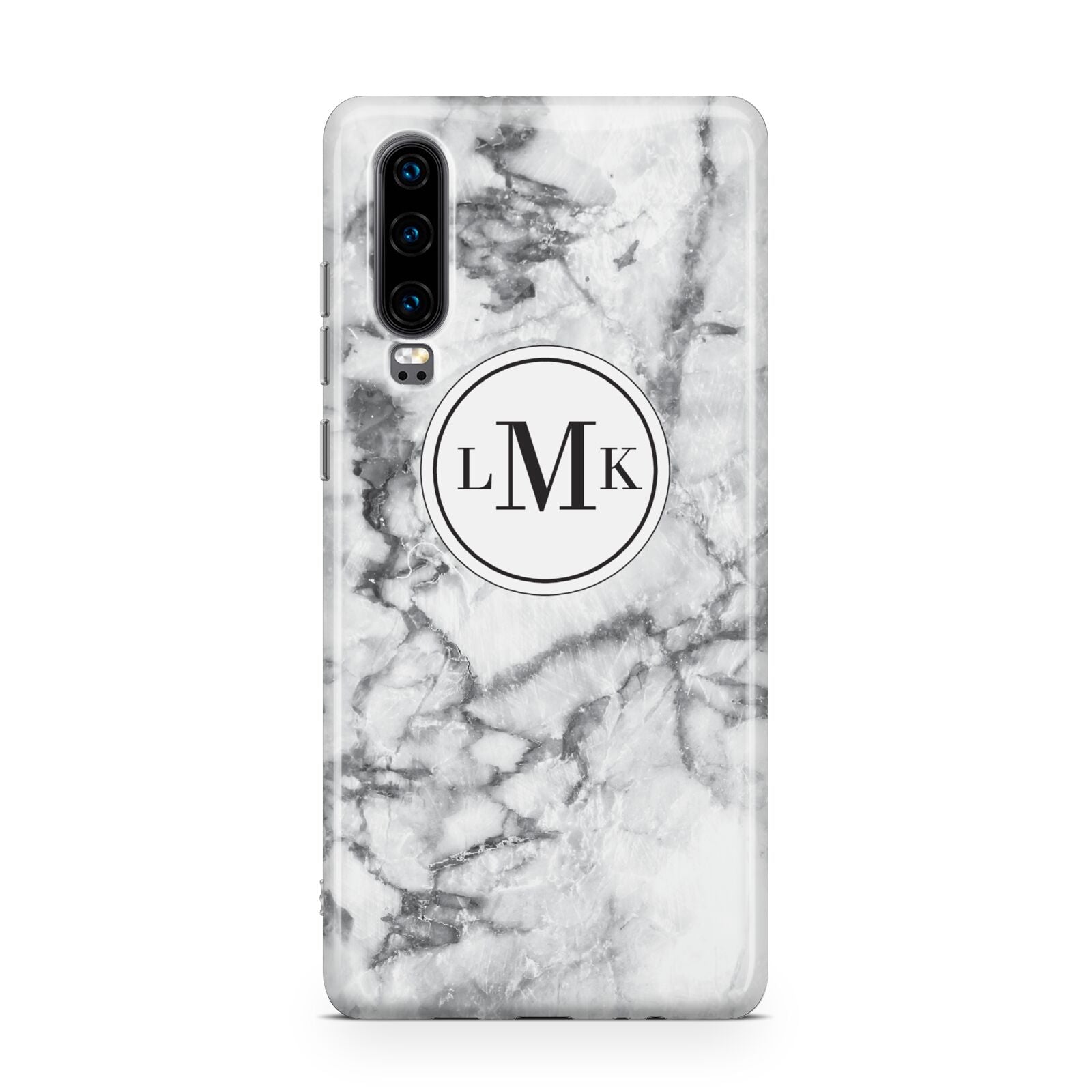 Marble Initials Circle Personalised Huawei P30 Phone Case