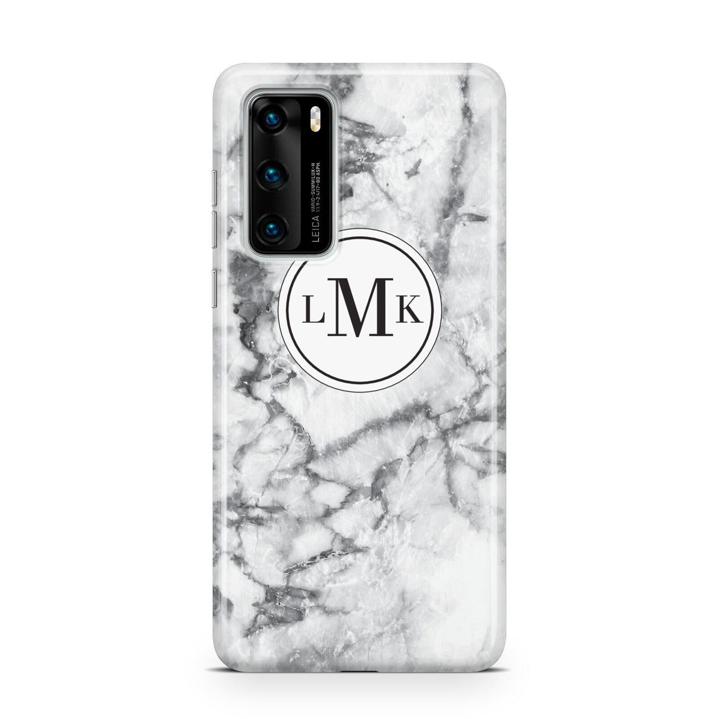 Marble Initials Circle Personalised Huawei P40 Phone Case