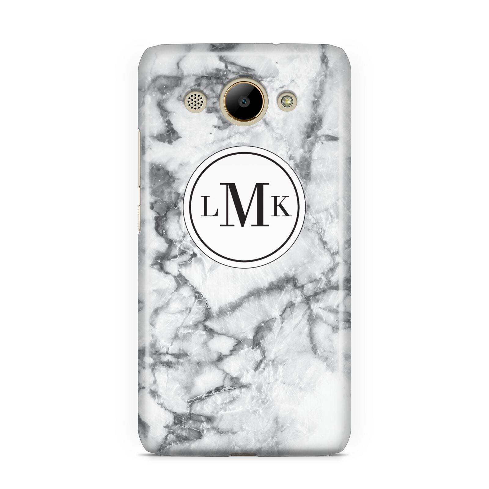 Marble Initials Circle Personalised Huawei Y3 2017