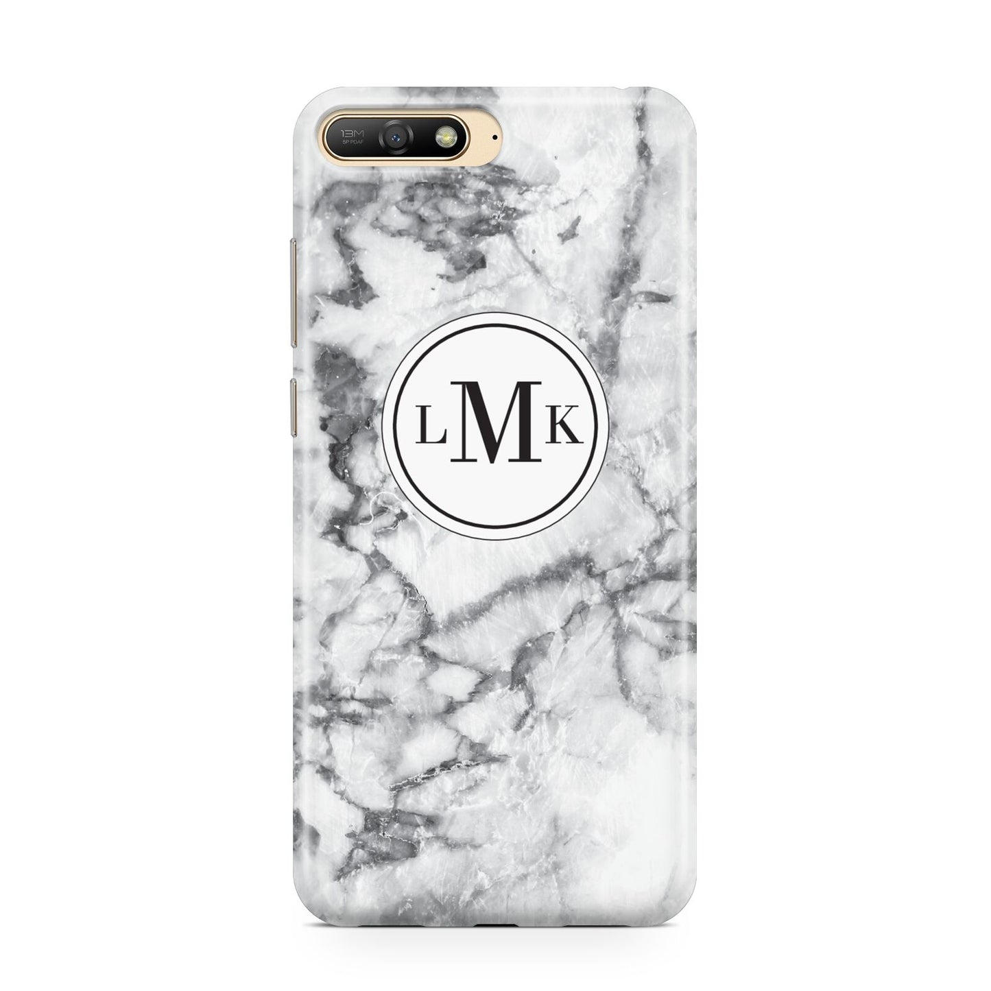 Marble Initials Circle Personalised Huawei Y6 2018