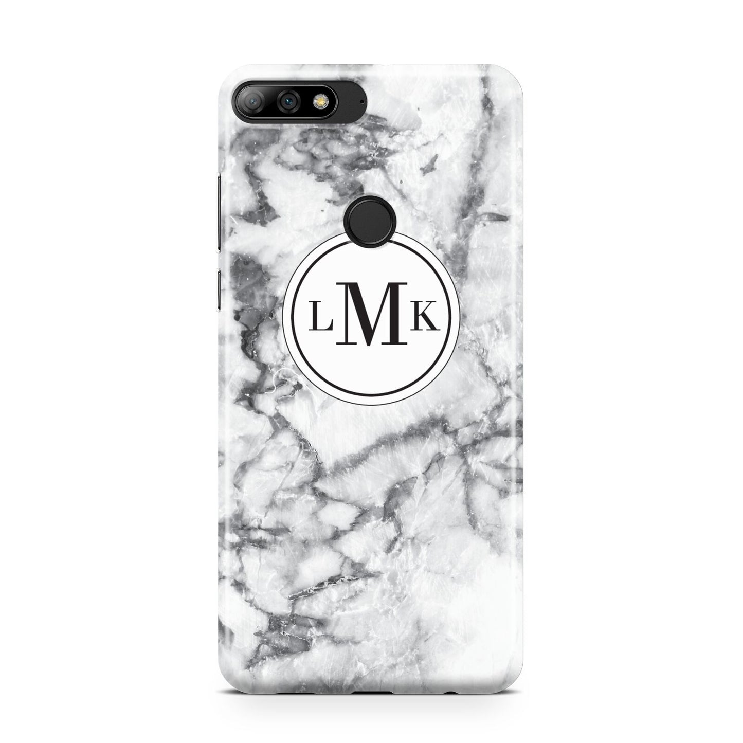 Marble Initials Circle Personalised Huawei Y7 2018