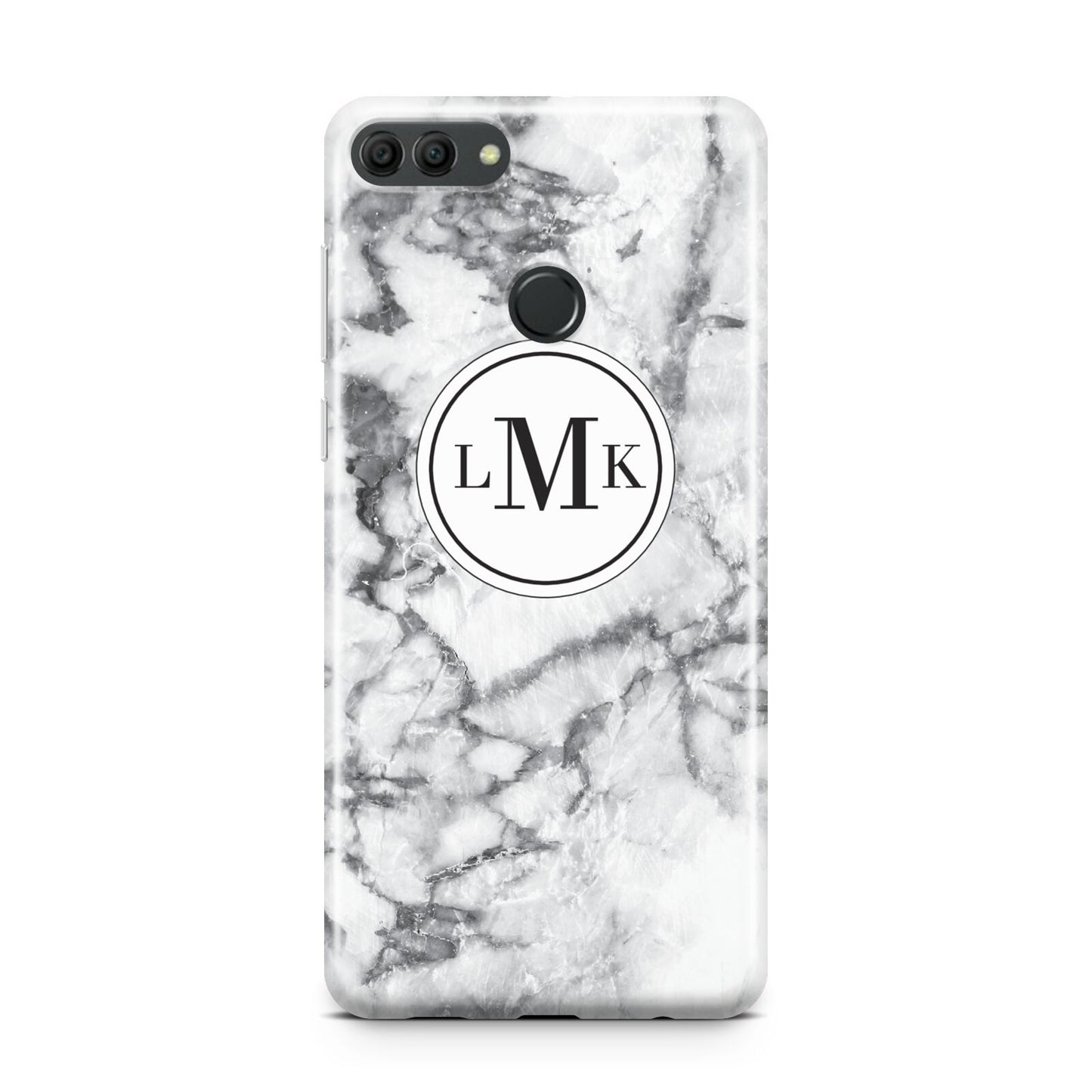 Marble Initials Circle Personalised Huawei Y9 2018