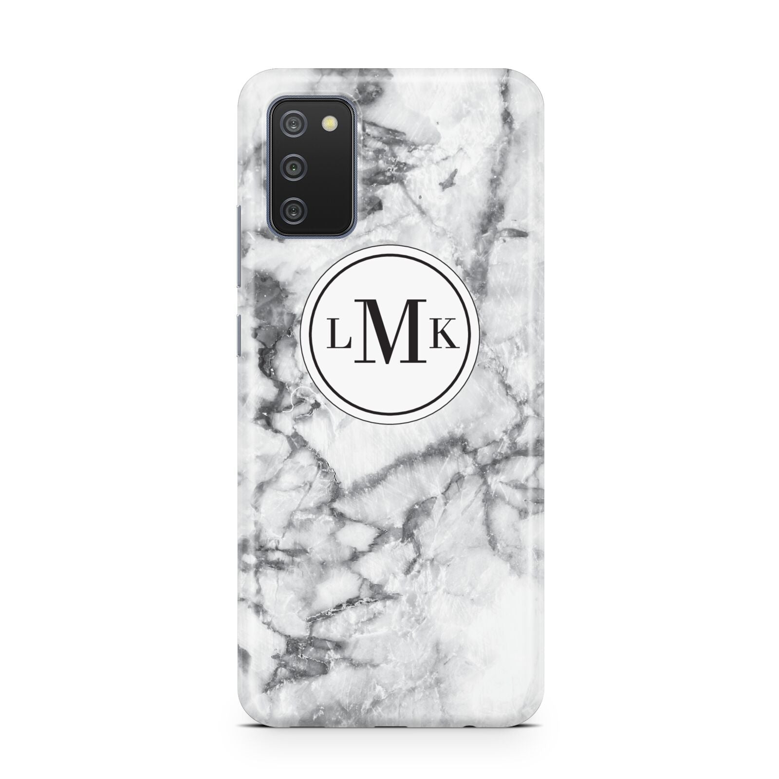 Marble Initials Circle Personalised Samsung A02s Case