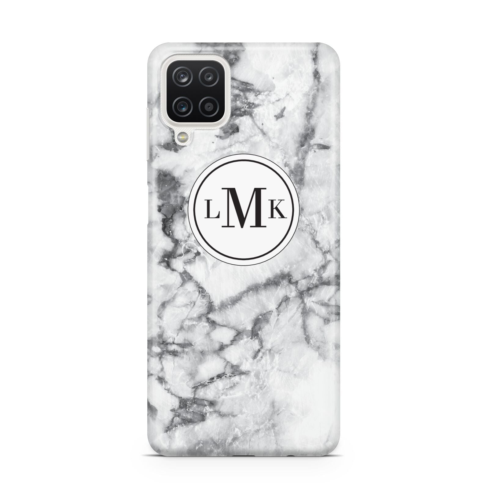 Marble Initials Circle Personalised Samsung A12 Case