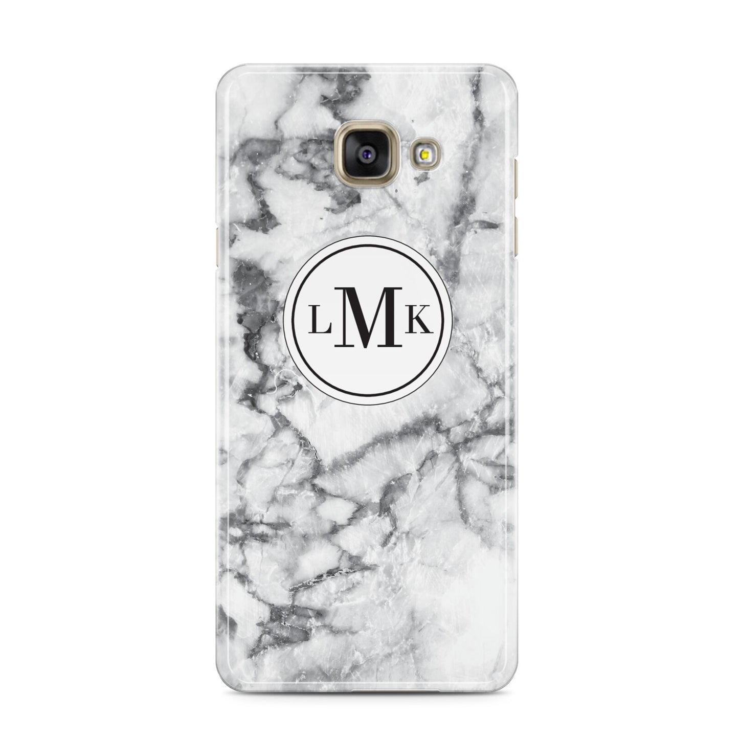 Marble Initials Circle Personalised Samsung Galaxy A3 2016 Case on gold phone