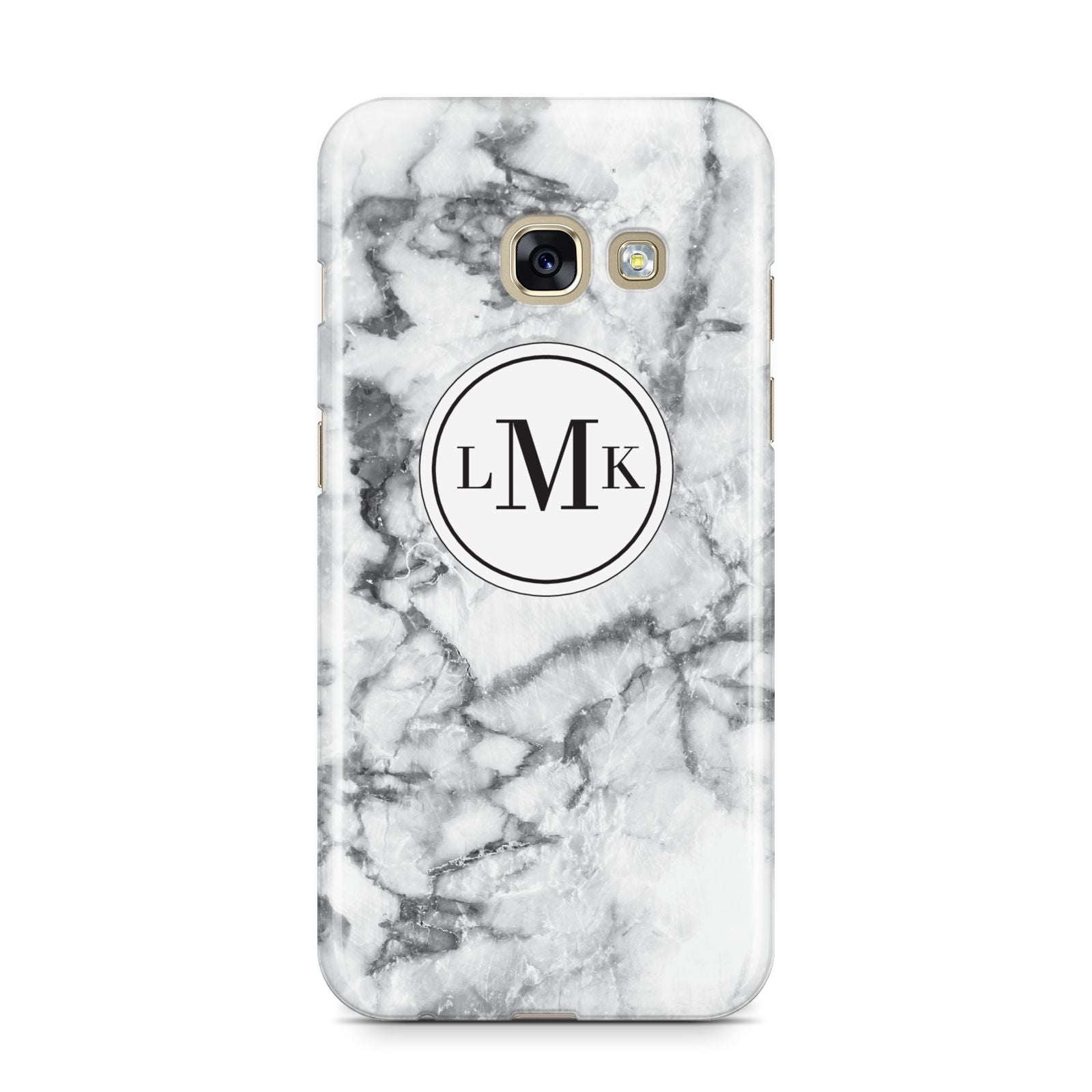 Marble Initials Circle Personalised Samsung Galaxy A3 2017 Case on gold phone