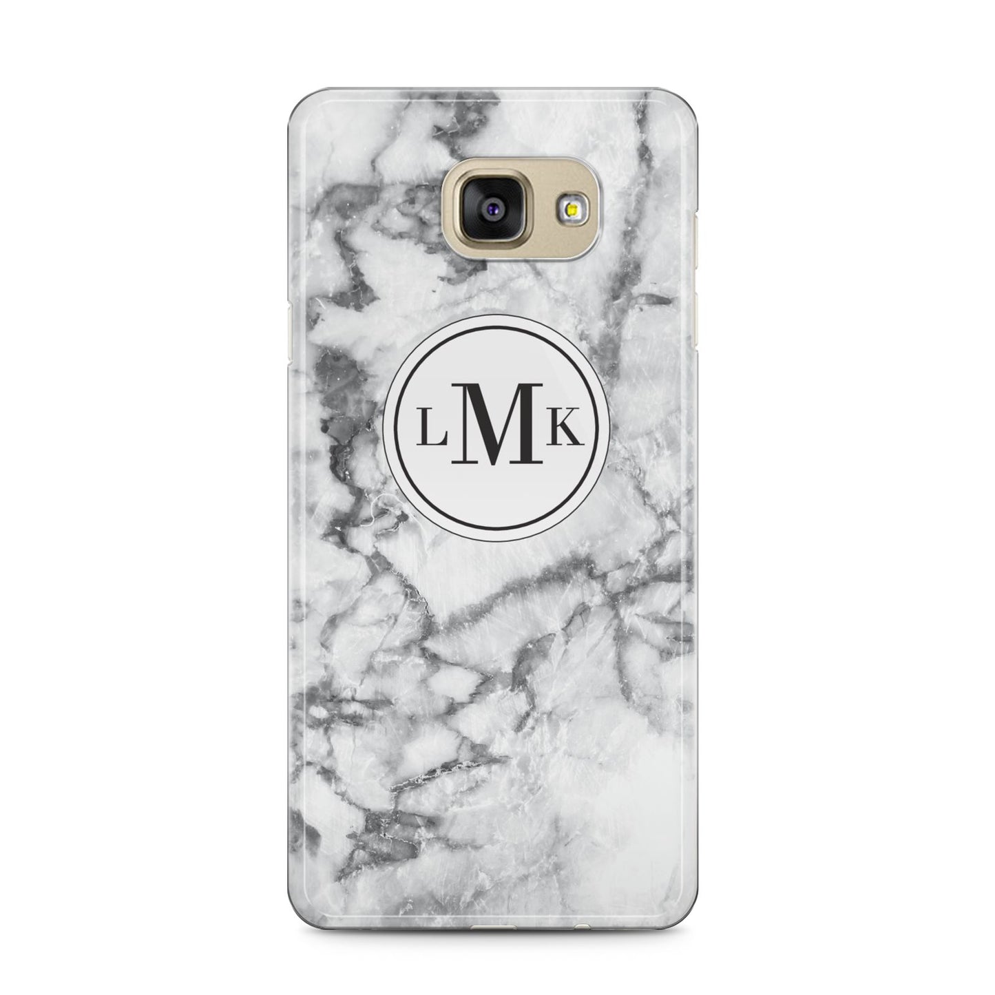 Marble Initials Circle Personalised Samsung Galaxy A5 2016 Case on gold phone