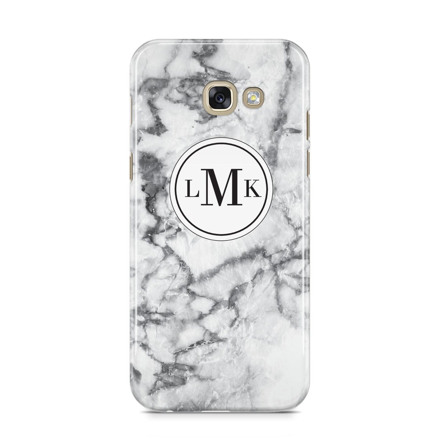 Marble Initials Circle Personalised Samsung Galaxy A5 2017 Case on gold phone