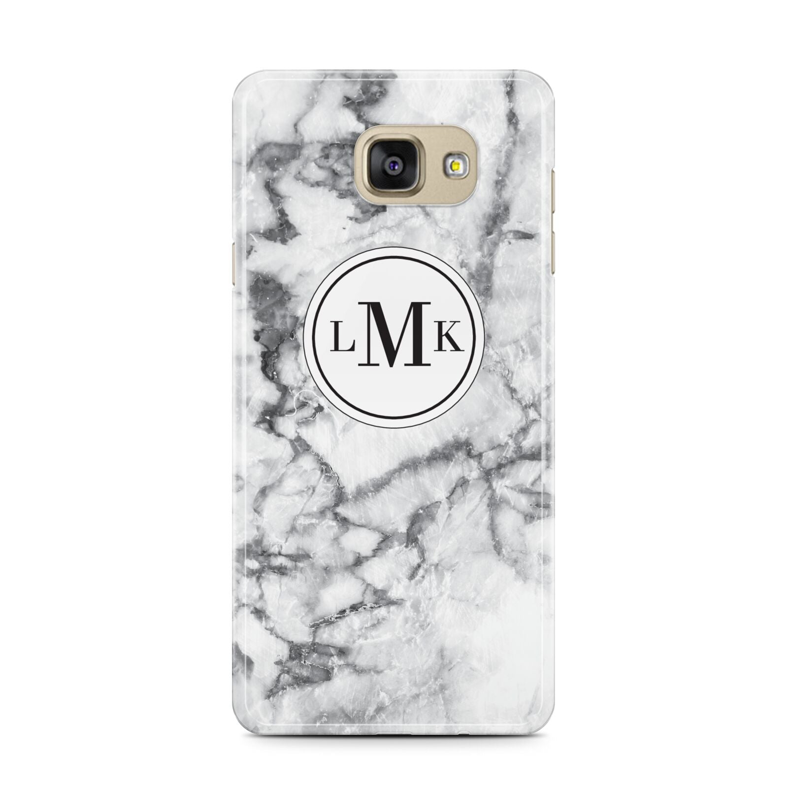 Marble Initials Circle Personalised Samsung Galaxy A7 2016 Case on gold phone