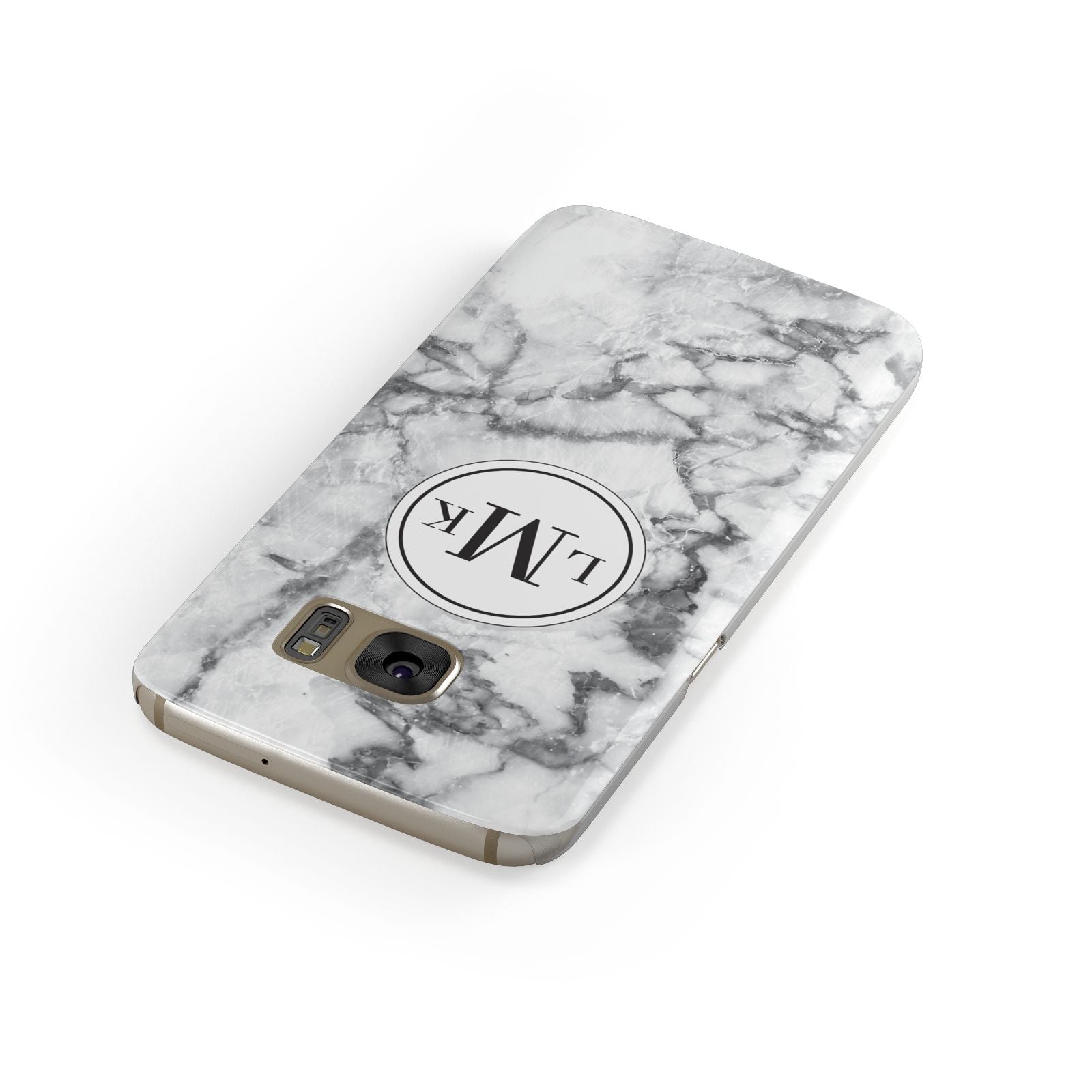 Marble Initials Circle Personalised Samsung Galaxy Case Front Close Up