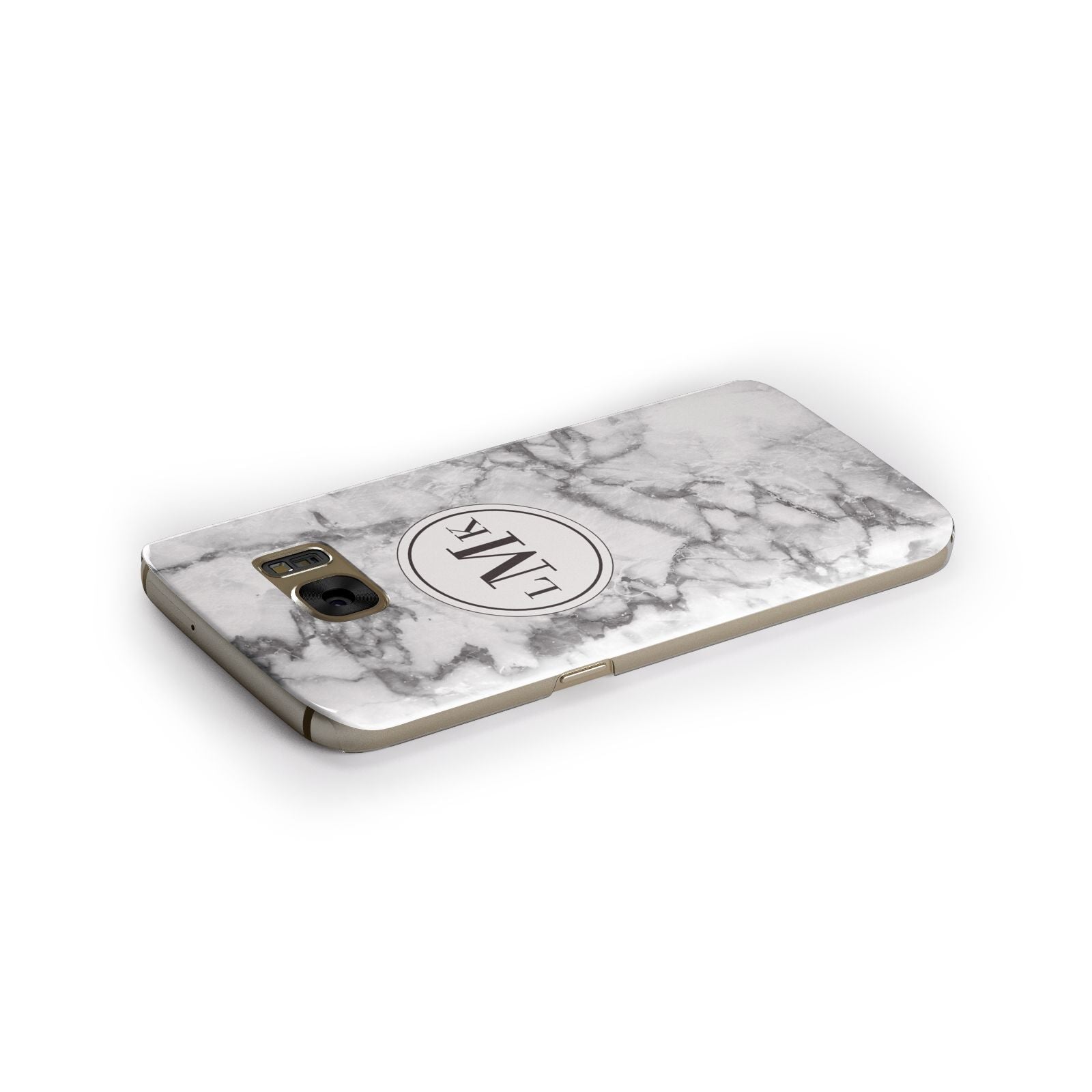 Marble Initials Circle Personalised Samsung Galaxy Case Side Close Up