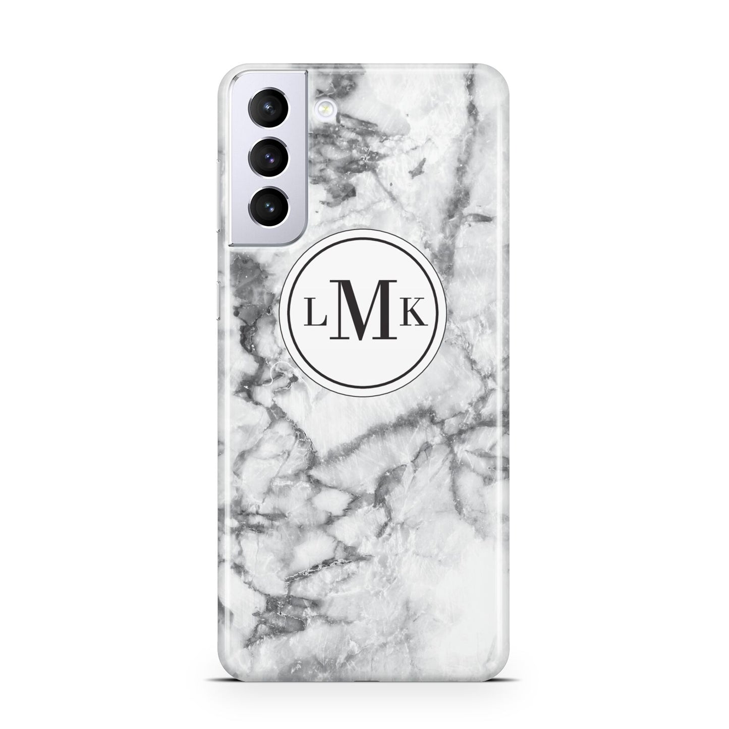 Marble Initials Circle Personalised Samsung S21 Plus Case