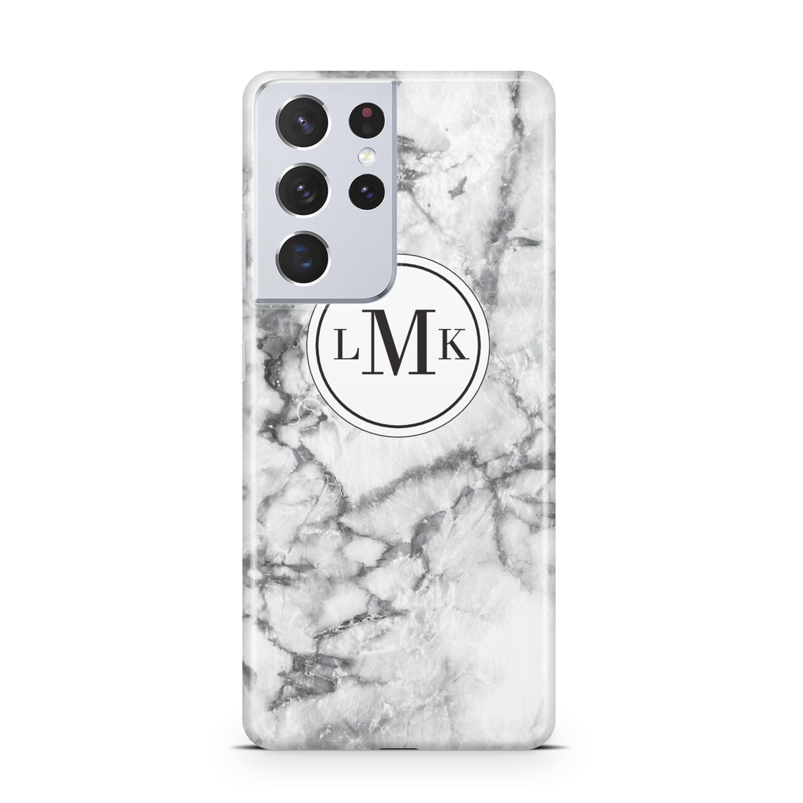 Marble Initials Circle Personalised Samsung S21 Ultra Case