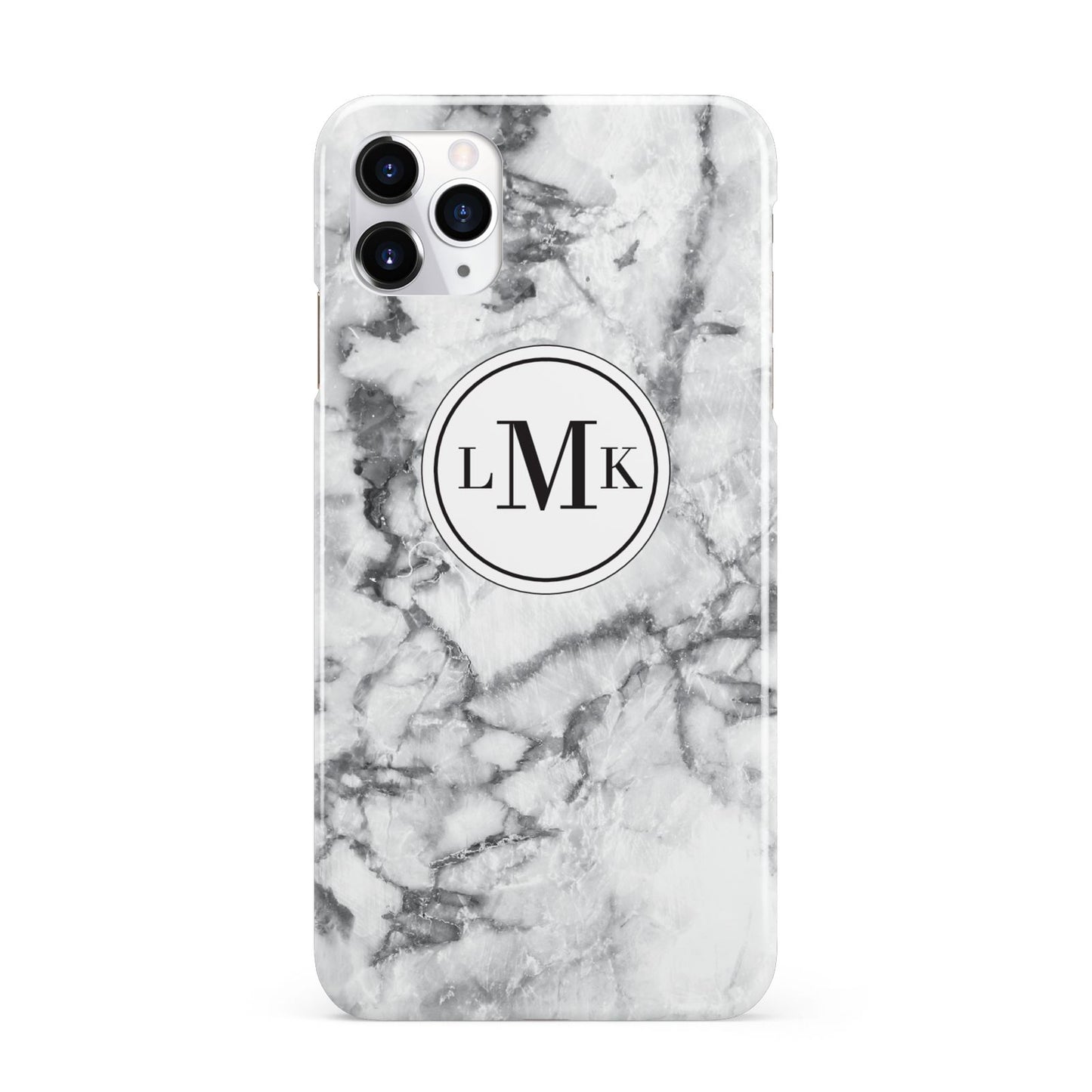 Marble Initials Circle Personalised iPhone 11 Pro Max 3D Snap Case