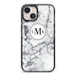 Marble Initials Circle Personalised iPhone 13 Black Impact Case on Silver phone