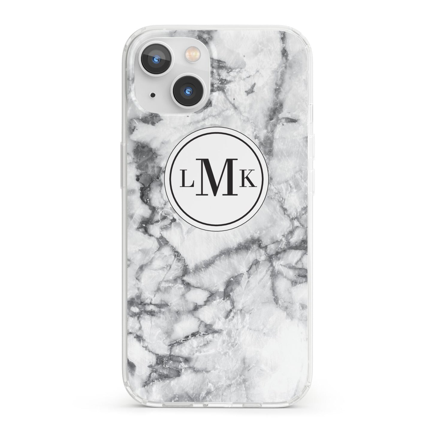 Marble Initials Circle Personalised iPhone 13 Clear Bumper Case