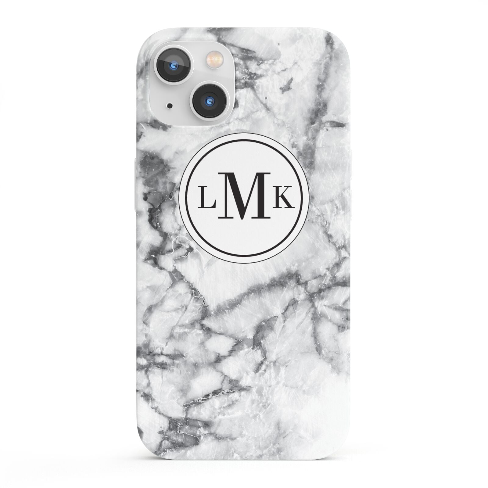 Marble Initials Circle Personalised iPhone 13 Full Wrap 3D Snap Case