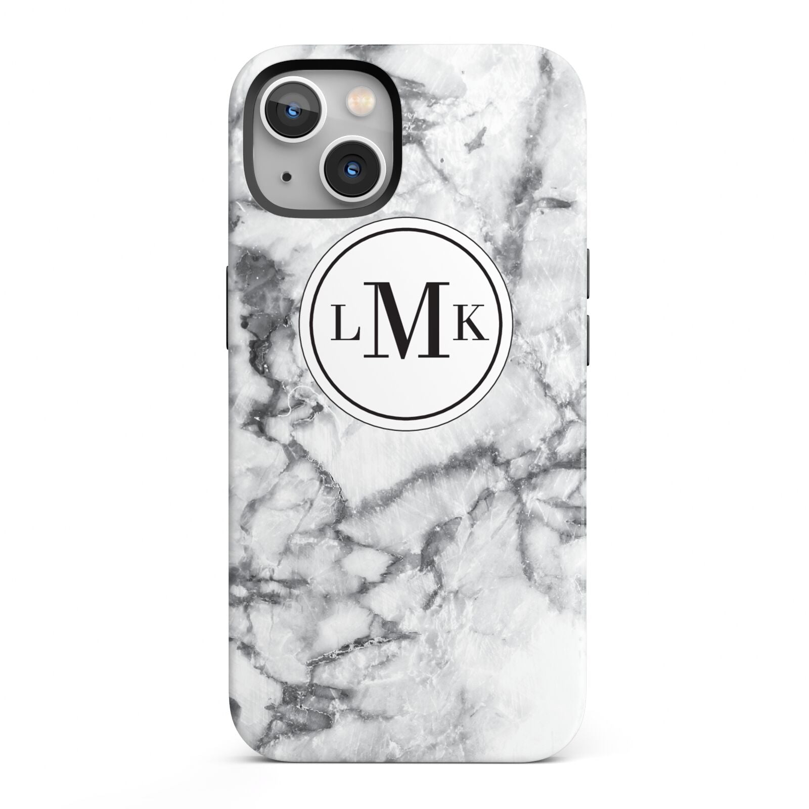 Marble Initials Circle Personalised iPhone 13 Full Wrap 3D Tough Case
