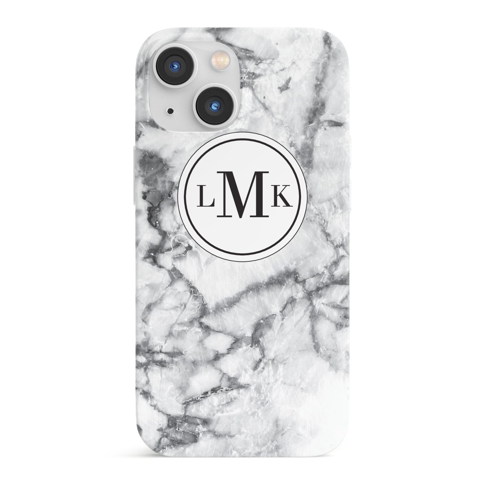 Marble Initials Circle Personalised iPhone 13 Mini Full Wrap 3D Snap Case