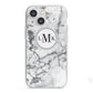 Marble Initials Circle Personalised iPhone 13 Mini TPU Impact Case with White Edges