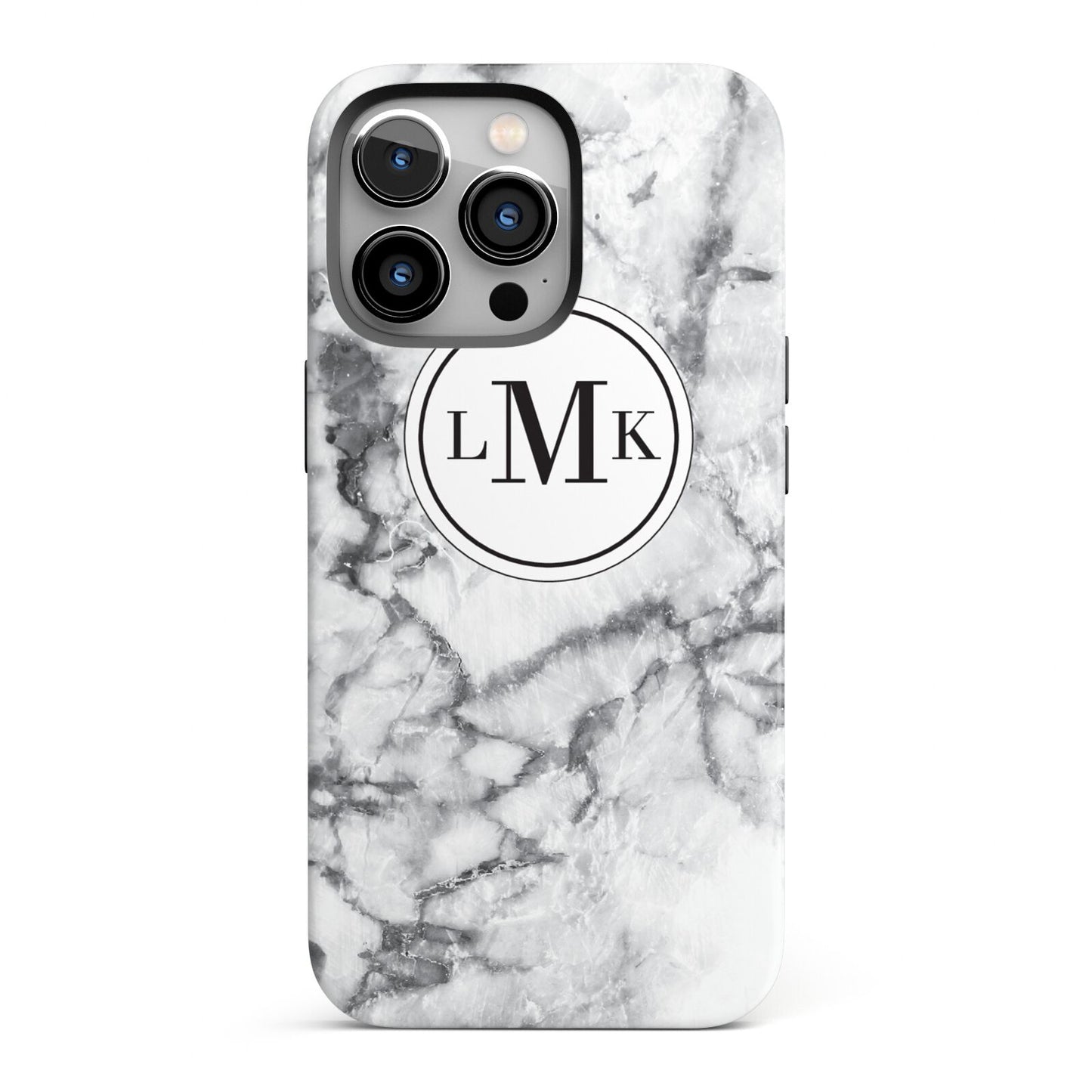 Marble Initials Circle Personalised iPhone 13 Pro Full Wrap 3D Tough Case