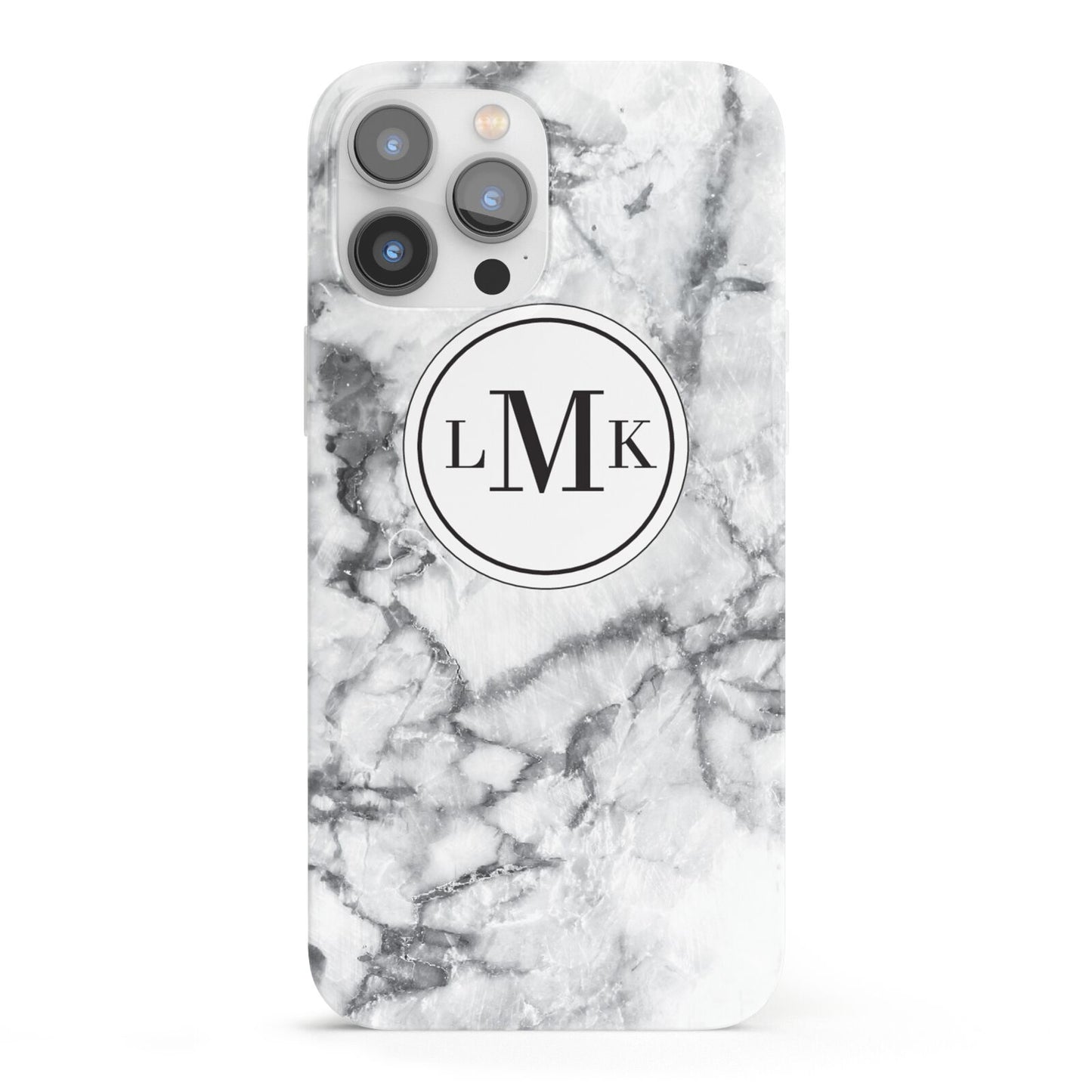 Marble Initials Circle Personalised iPhone 13 Pro Max Full Wrap 3D Snap Case